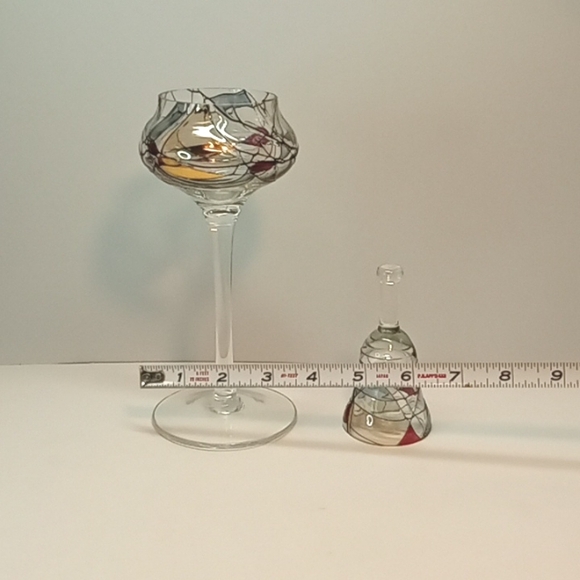 Vintage Partylite mosaic calypso stemmed glass votive candle holder & snuffer - Picture 6 of 6